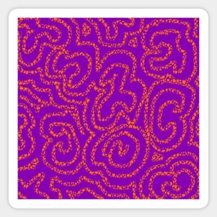 Textured Orange Doodle on Purple Abstract Sticker